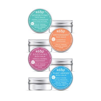 Four travel size face & body mini balms